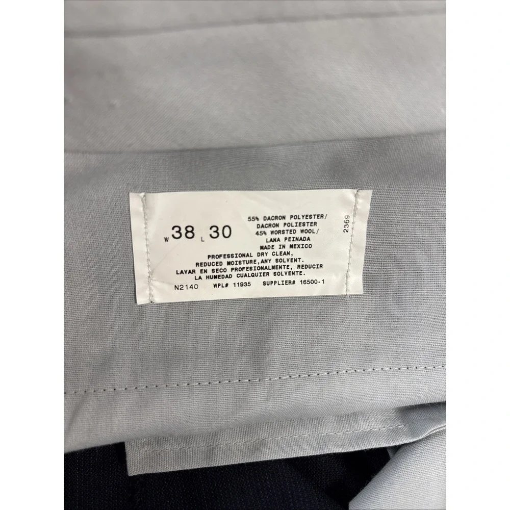 TownCraft Mens Pleated Front Dress Pants 36x30 Blue Pinstripe Wool Blend N2140